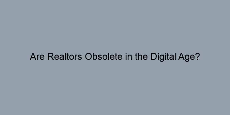 Are Realtors Obsolete in the Digital Age?