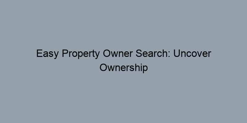 Easy Property Owner Search: Uncover Ownership Information in Minutes