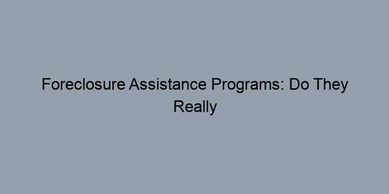 Foreclosure Assistance Programs: Do They Really Work? (Critical evaluation)
