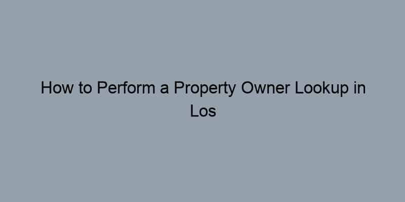 How to Perform a Property Owner Lookup in Los Angeles County by Address