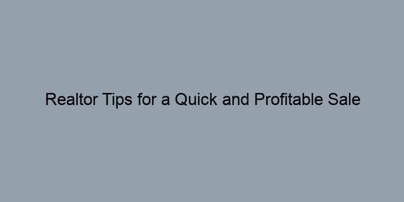 Realtor Tips for a Quick and Profitable Sale