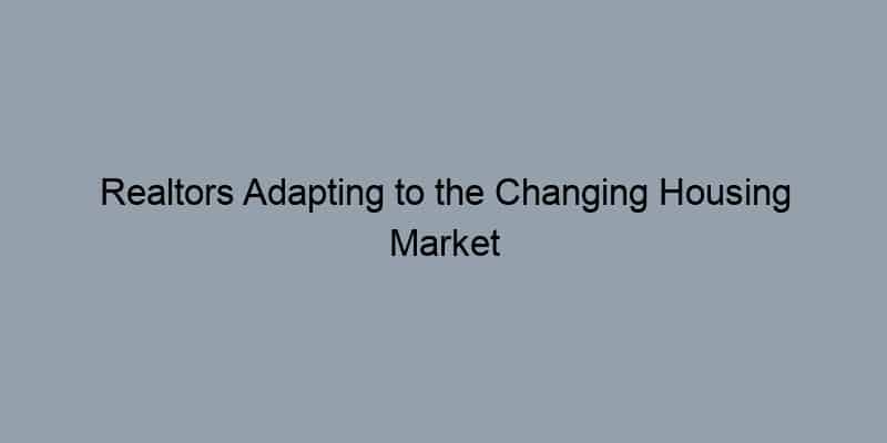 Realtors Adapting to the Changing Housing Market