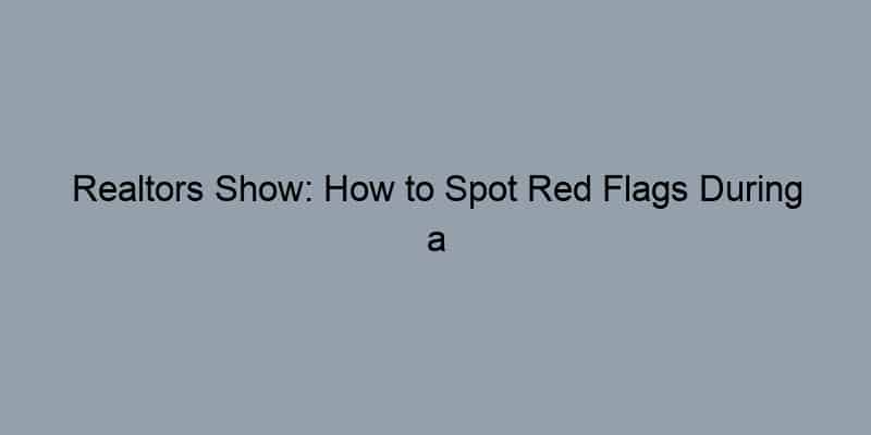 Realtors Show: How to Spot Red Flags During a Home Showing