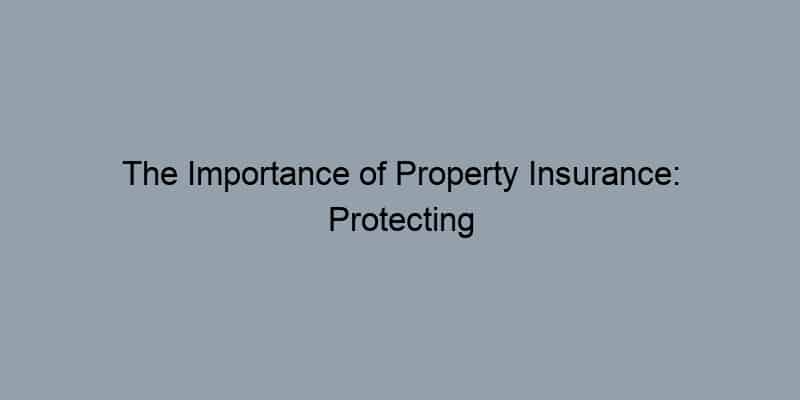 The Importance of Property Insurance: Protecting Your Investment