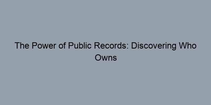 The Power of Public Records: Discovering Who Owns Your Neighbor's House