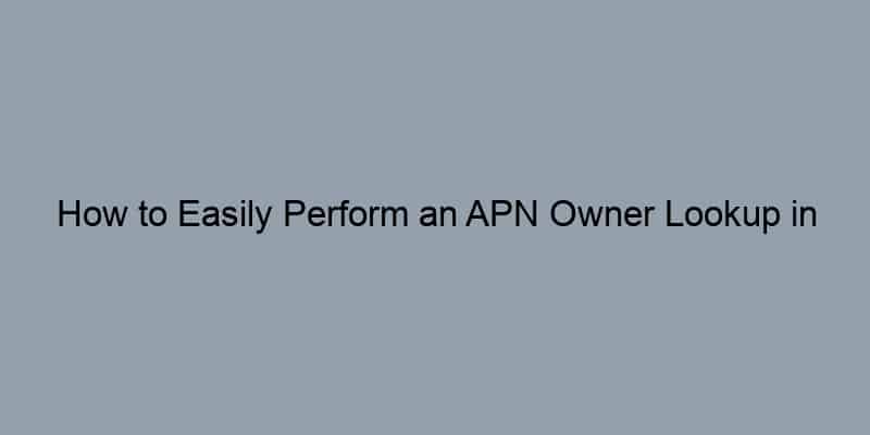 How to Easily Perform an APN Owner Lookup in Minutes