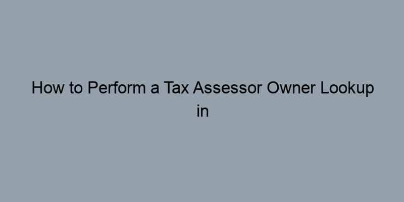 How to Perform a Tax Assessor Owner Lookup in Minutes