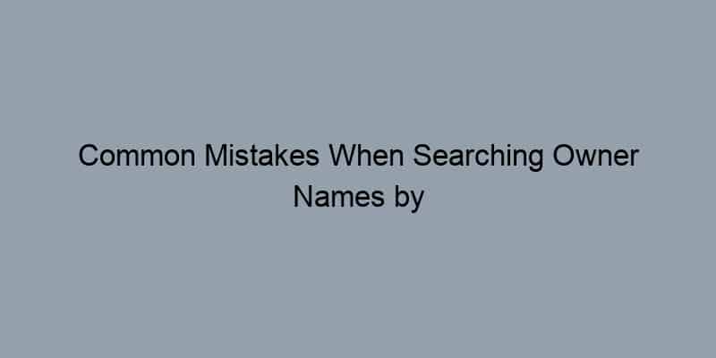 Common Mistakes When Searching Owner Names by Address