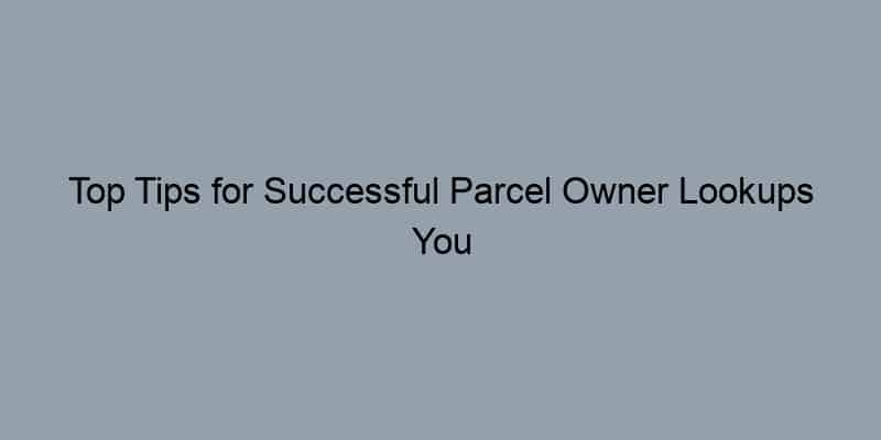 Top Tips for Successful Parcel Owner Lookups You Need to Know