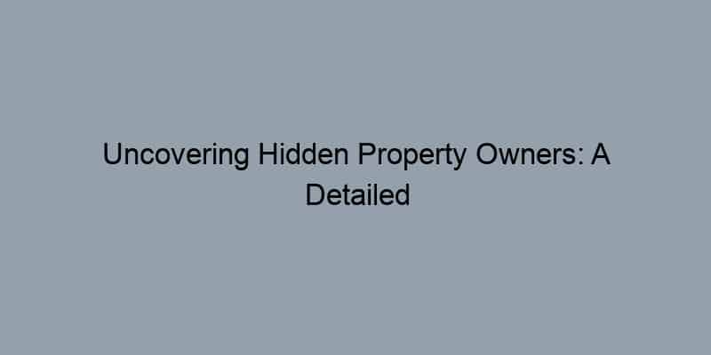 Uncovering Hidden Property Owners: A Detailed Guide by Address