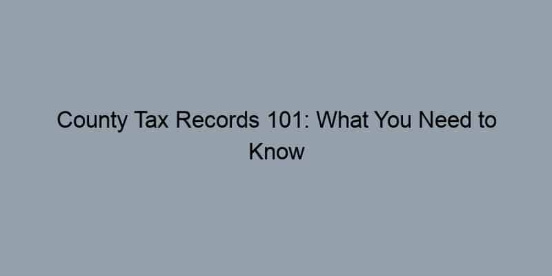 County Tax Records 101: What You Need to Know