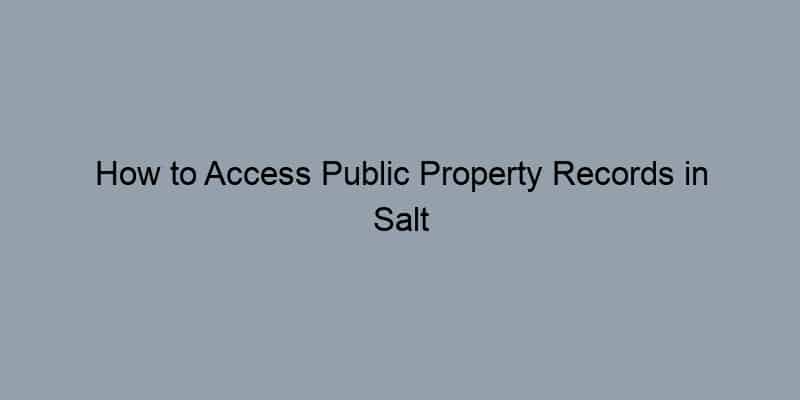 How to Access Public Property Records in Salt Lake County, Utah: A Step-by-Step Guide