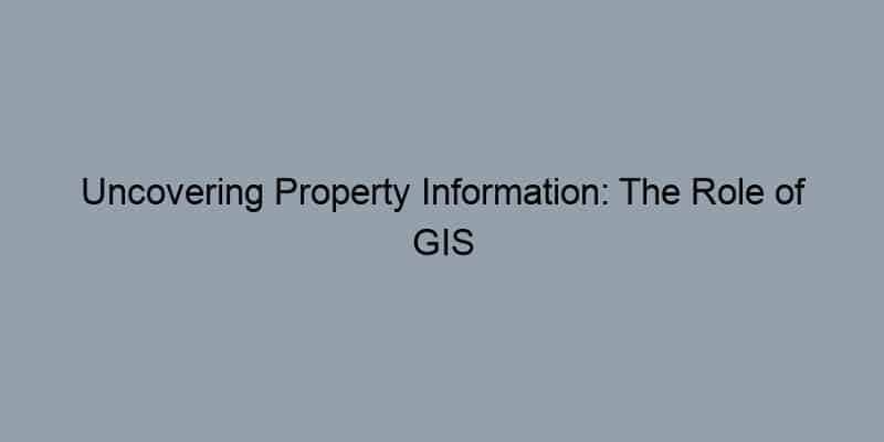 Uncovering Property Information: The Role of GIS in Accessing Records