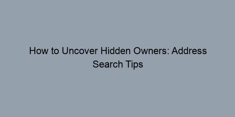 How to Uncover Hidden Owners: Address Search Tips