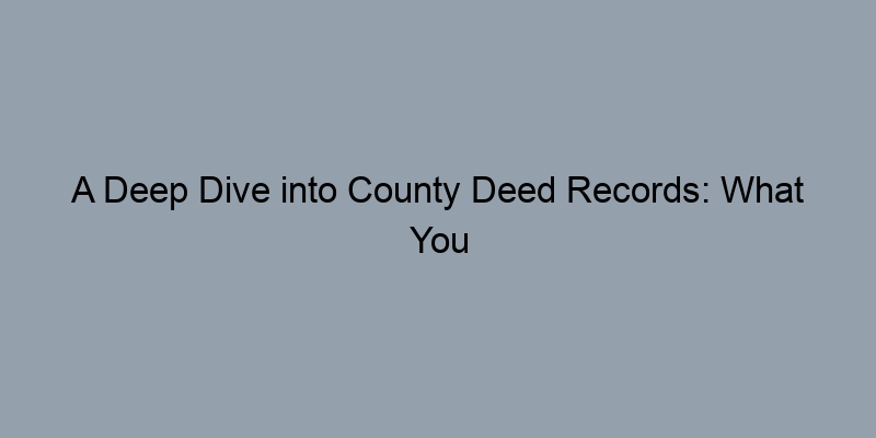 A Deep Dive into County Deed Records: What You Might Find A Deep Dive into County Deed Records: What You Might Find
