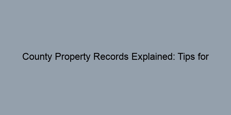 County Property Records Explained: Tips for Effective Tax Assessor Searches County Property Records Explained: Tips for Effective Tax Assessor Searches