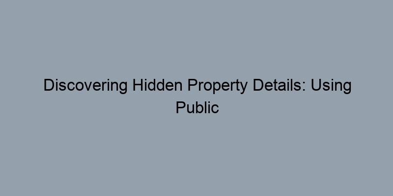 Discovering Hidden Property Details: Using Public Records Effectively Discovering Hidden Property Details: Using Public Records Effectively