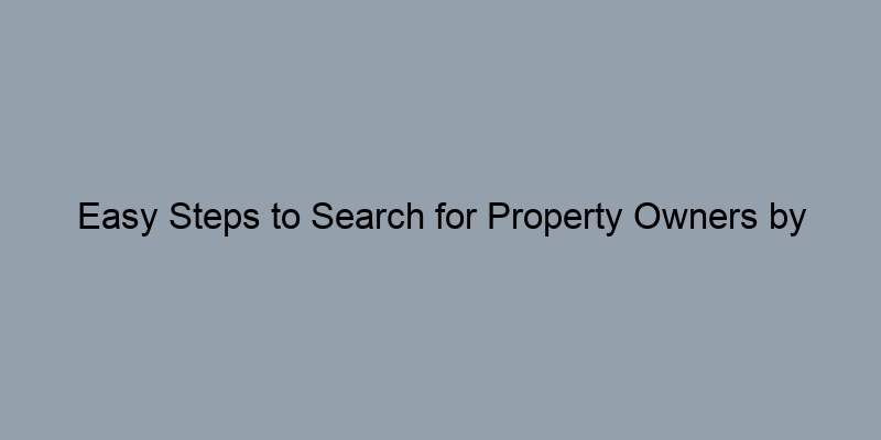 Easy Steps to Search for Property Owners by Address Without Hassle