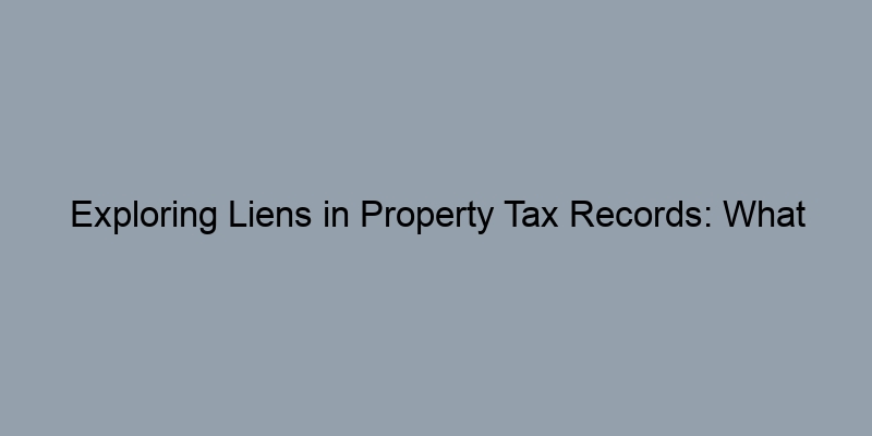 Exploring Liens in Property Tax Records: What They Mean for You Exploring Liens in Property Tax Records: What They Mean for You