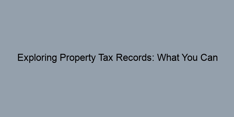 Exploring Property Tax Records: What You Can Learn from Public Documents Exploring Property Tax Records: What You Can Learn from Public Documents