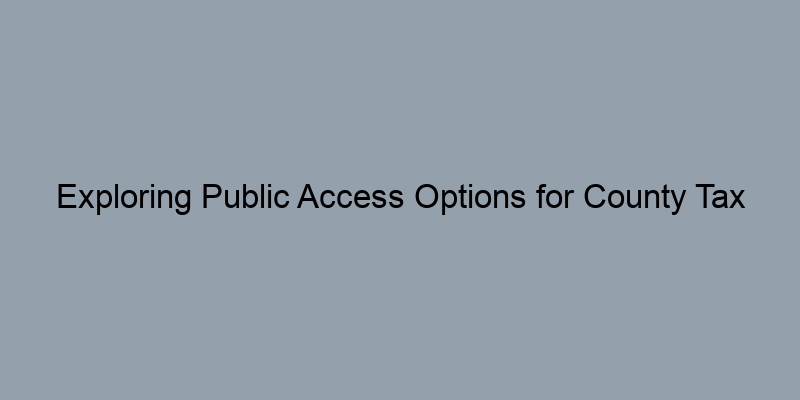 Exploring Public Access Options for County Tax Records Exploring Public Access Options for County Tax Records