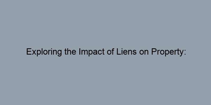 Exploring the Impact of Liens on Property: Insights from County Records Exploring the Impact of Liens on Property: Insights from County Records
