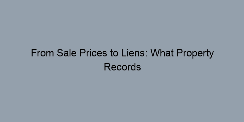 From Sale Prices to Liens: What Property Records Reveal About Your Home From Sale Prices to Liens: What Property Records Reveal About Your Home