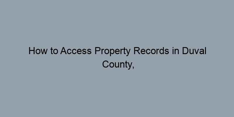 How to Access Property Records in Duval County, Florida by Address How to Access Property Records in Duval County, Florida by Address