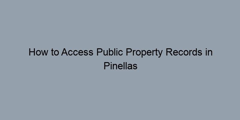 How to Access Public Property Records in Pinellas County, Florida by Address How to Access Public Property Records in Pinellas County, Florida by Address