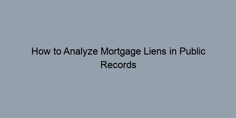 How to Analyze Mortgage Liens in Public Records Effectively How to Analyze Mortgage Liens in Public Records Effectively