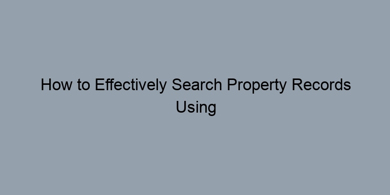 How to Effectively Search Property Records Using APN or Parcel Numbers How to Effectively Search Property Records Using APN or Parcel Numbers