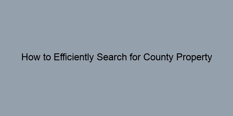 How to Efficiently Search for County Property Records by Address How to Efficiently Search for County Property Records by Address