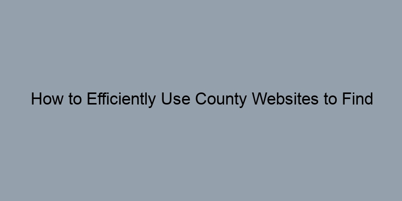 How to Efficiently Use County Websites to Find Property Records How to Efficiently Use County Websites to Find Property Records