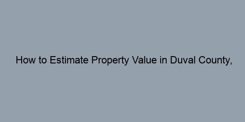 How to Estimate Property Value in Duval County, Florida by Address How to Estimate Property Value in Duval County, Florida by Address