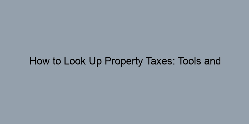 How to Look Up Property Taxes: Tools and Resources You Can Use How to Look Up Property Taxes: Tools and Resources You Can Use