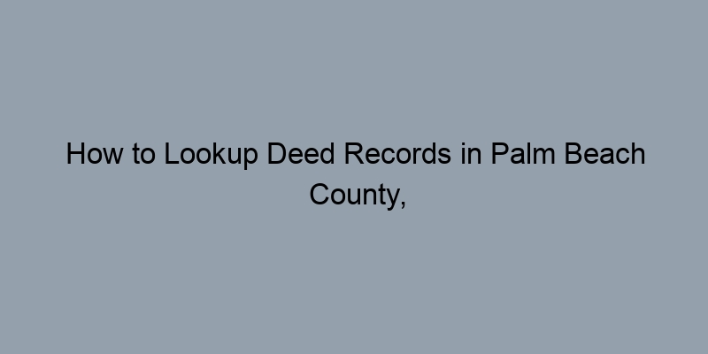 How to Lookup Deed Records in Palm Beach County, Florida: A Complete Overview