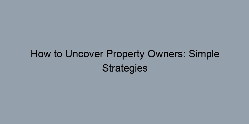 How to Uncover Property Owners: Simple Strategies That Work How to Uncover Property Owners: Simple Strategies That Work