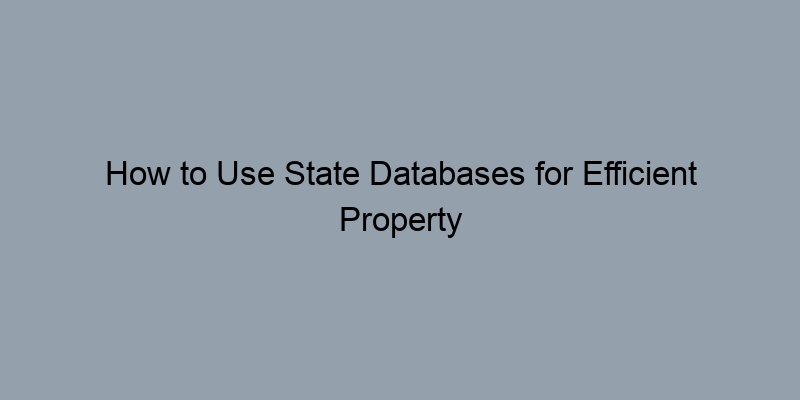 How to Use State Databases for Efficient Property Record Searches How to Use State Databases for Efficient Property Record Searches