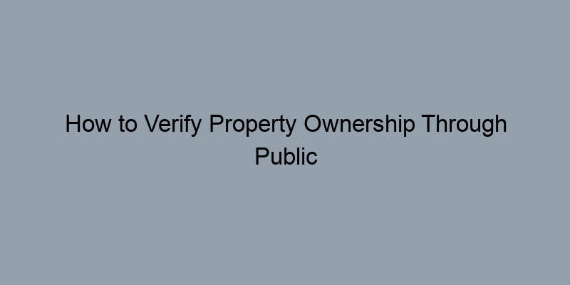 How to Verify Property Ownership Through Public Records