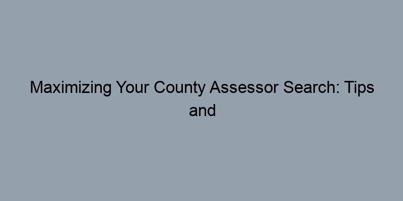 Maximizing Your County Assessor Search: Tips and Tools for Finding Property Records