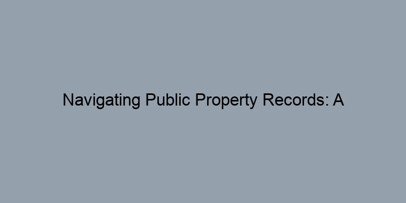Navigating Public Property Records: A County-Level Approach