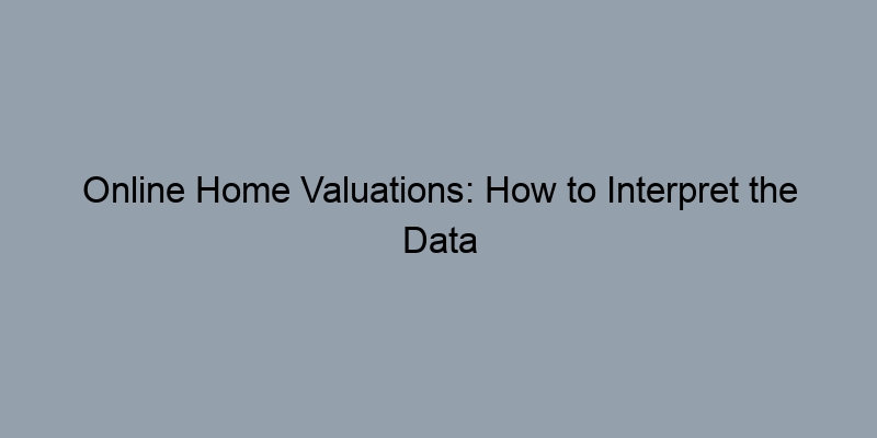Online Home Valuations: How to Interpret the Data Correctly Online Home Valuations: How to Interpret the Data Correctly