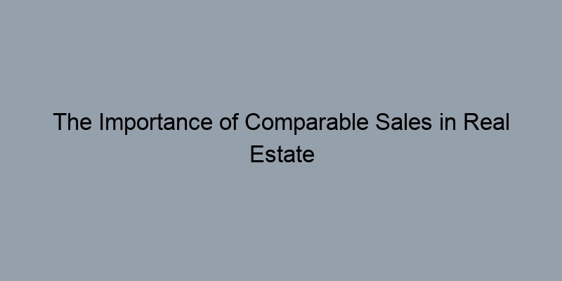 The Importance of Comparable Sales in Real Estate Valuation The Importance of Comparable Sales in Real Estate Valuation
