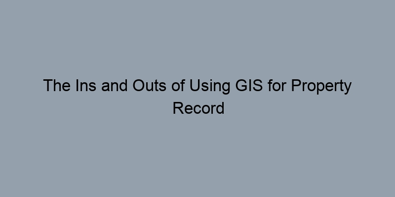 The Ins and Outs of Using GIS for Property Record Searches The Ins and Outs of Using GIS for Property Record Searches