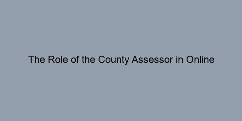 The Role of the County Assessor in Online Property Records: An Overview The Role of the County Assessor in Online Property Records: An Overview