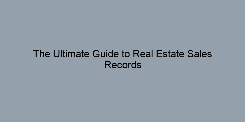 The Ultimate Guide to Real Estate Sales Records The Ultimate Guide to Real Estate Sales Records