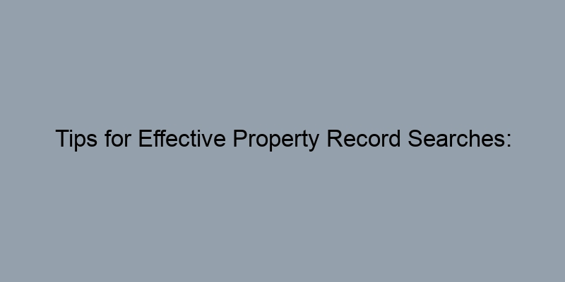 Tips for Effective Property Record Searches: Tools and Techniques