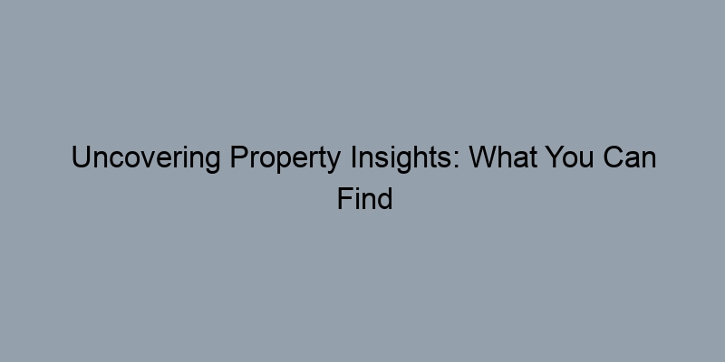 Uncovering Property Insights: What You Can Find in Public Records