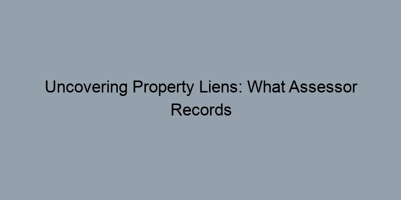 Uncovering Property Liens: What Assessor Records Can Reveal Uncovering Property Liens: What Assessor Records Can Reveal