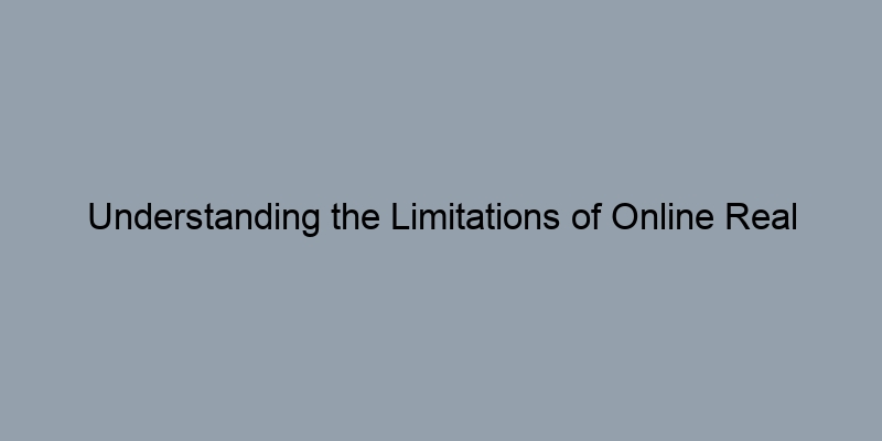 Understanding the Limitations of Online Real Estate Estimates Understanding the Limitations of Online Real Estate Estimates